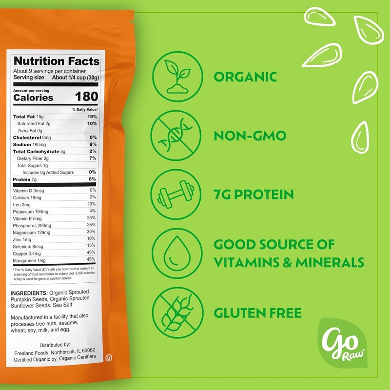 Go Raw Organic Sprouted Pumpkin & Sunflower Seeds, 10 oz, Sea Salted, Keto, Kosher, Superfood - Image 2